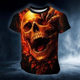 Hombre Cráneos de impresión en 3D 3D Camiseta Manga Corta Camiseta Impresión 3D Cuello Barco Camisa Exagerado Design 3D Fiesta Calle Casual Rojo Azul Piscina V