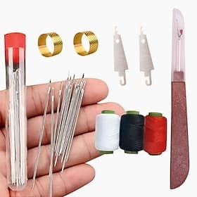 Conjunto de ferramentas de costura com 37 peças, enfiador de agulha, abridor de costura, linhas, dedais, agulhas de aço com estojo, kit de conserto compacto pa