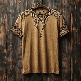 Homme T-shirt Chemise à manches courtes Manche Courte Col ras du cou Été Automne Graphique Mode Designer Rétro Vintage Imprimé Vacances Rue Sortir Marron foncé