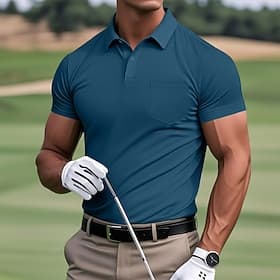 Hombre Camisetas polo Camiseta de golf Casual Deportes Diseño Manga Corta Moda Básico Plano Clásico Bolsillo delantero Verano Primavera Ajustado Naranja Verde