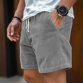 Herren Cordhose Shorts Bermudashorts Strandshorts Elastischer Bund Kordelzug Mehrere Taschen Einfach Komfort Sport Knielang Outdoor Täglich Laufen Urlaub Ethno