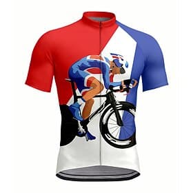 Men's Cycling Jersey Graphic Geometric Short Sleeve Bike Jersey Top with 3 Rear Pockets UV Resistant Quick Dry Front Zipper Reflective Strips Sports Yellow Red