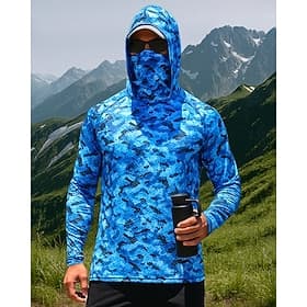 Voor heren Wandelshirt Visshirt UV-beschermingsshirt Lange mouw Capuchon Kleding Bovenlichaam Buiten UV-zonbescherming Ademend Lente Herfst Polyester Camouflag