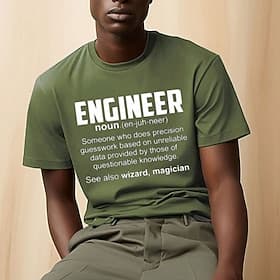 Men's Engineer Definition Funny Graphic T-Shirt - Precision Guesswork Work Humor Short Sleeve