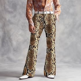 Men's Snake Skin Pattern Disco Pants 60s 70s Bell Bottoms Mid Waist Vintage Retro Outdoor Vacation Party Side Pockets Flared Leg Pants Trousers Spring Fall 3D