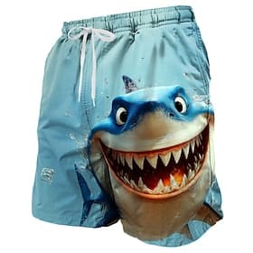 Men's Shark Novelty Sea Creatures Swim Trunks Swim Shorts Board Shorts Mid Waist Funny Outdoor Vacation Dailywear Side Pockets Mesh Lining Elastic Drawstring W