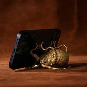 Octopus Holder Phone Stand Pen Holder Creative Gold Octopus Desk Organizer Multifunctional Mobile Phone Holder Lazy Viewing Stand For Watching Videos And Readi