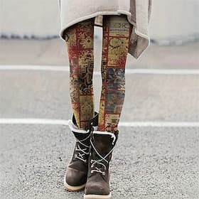 Women's Pants Trousers Leggings Cozy Leggings Vintage Casual Full Length High Waist Floral Elastic Waist Print Breathability Comfortable Stretchy Vacation Stre