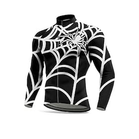 Herren Oberteile Radtrikot Grafik Geometrisch Spinne Langarm Fahhrad Trikot Oberteil mit 3 Gesäßtaschen Sonne Sonnenschutz Schnelltrocknend Reflektierende Stre
