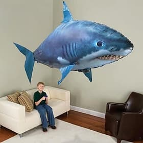 Remote Control Flying Shark Inflatable Air Balloon Fish Toy Electric Clownfish Educational Interactive Gift For Kids Birthday Party Wedding Decoration Indoor O