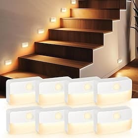 LED-Nachtlicht mit Bewegungssensor, batteriebetrieben, Schrankbeleuchtung, kabellos, überall aufklebbar, Flurlampe, tragbare Treppenlampen für Schlafzimmer, Un