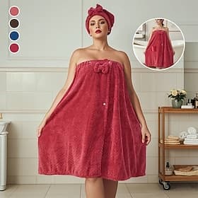 Plus Size Solid Color Bath Towel Large Wearable Bath Wrap Absorbent Oversized Cotton Bathroom Towel Soft Spa Robe for Home Shower Swimming Pool Accessory