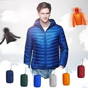 Herren Wintermantel Daunenjacke Gefütterte Jacke Tasche 50% weiße Entendaunen Urlaub Alltagskleidung Date Regulär Mode Lässig Bequem Thermowarm Herbst Winter E