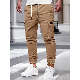 Herren Cargo-Hosen Cargo-Jogger Taktische Hose Hose Kordelzug Elastischer Bund Einfach Komfort Feuchtigkeitsableitend Volle Länge Outdoor Party Täglich Mode St