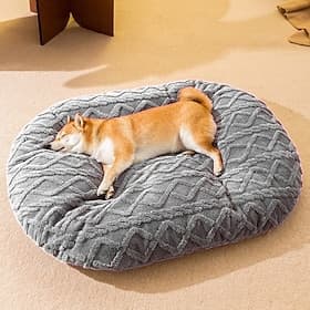 Thick Warm Pet Bed Mat for Dogs Cats, Removable Washable Cotton Pad, Reversible Floor Cushion, Grey Brown Cozy Pet Mattress Pet Friendly