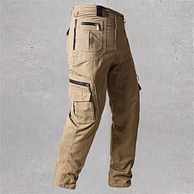 Men's Cargo Pants Trousers Buttons Multi Pocket Plain Wearable Outdoor Daily Camping Hiking Fashion Classic Black Yellow