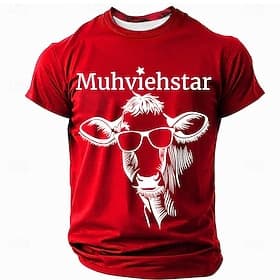 Herren Muhviehstar T-Shirt Lustiges Kuh Wortspiel Kurzarm Graphic Tee