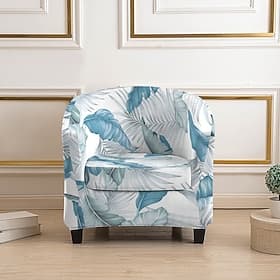 Club Chair Slipcover - Striped/Plants/Geometric Print Polyester Cover Fits Standard Single Armchairs