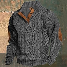 Homens Pulôver suéter Suéter de malha Estriado Tricotar Tops regulares Patchwork Tricotado Bloco de cor Colarinho Chinês Moda Básico Férias Roupa Diária Roupa