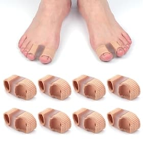 Separatori per dita dei piedi da 8 pezzi, distanziatori per dita dei piedi in gel con 2 passanti, raddrizzatore traspirante per dita a martello per dita sovrap