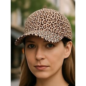 Baseballkappe mit Leopardenmuster für Damen – verstellbare Dad-Mütze mit gebogener Krempe und Schnallenriemen, leichter Sonnenschutz für Freizeitoutfits, Reise