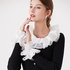 Rokoko Viktorianisch Renaissance Manschetten Tüllkragen Edelfrau Kostüm Damen Halloween Karneval Leistung LARP Renaissance-Messe Erwachsene