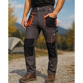 Homme Pantalons Cargo Pantalons de randonnée Patchwork Printemps Automne Extérieur Coupe régulière Imperméable Coupe-vent Pantalons gris foncé Camping / Randon