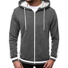 Homme Sweat à capuche Sweat à capuche zippé intégral Rouge vin Noir Bleu Roi Gris Clair Gris foncé À capuche Uni Patchwork Bloc de Couleur Sport Loisir Occasi