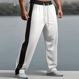 Homme Joggings Jogging à Jambes Larges Pantalons Pantalon de survêtement ouvert en bas Cordon de serrage Bande latérale Taille Élastique Bloc de Couleur Évacua
