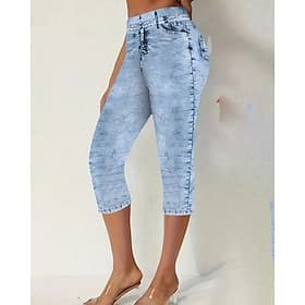 Women's Slacks Leggings Cozy Leggings Streetwear Casual Calf-Length Natural Plain Pocket Comfortable Street Holiday Daily Wear Grey Light Blue Fall Regular Fit