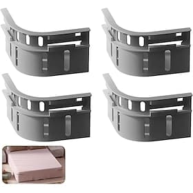 Lot de 4 supports de draps avec bandes élastiques réglables pour les coins et les côtés, ajustement sécurisé pour le matelas, idéal pour les dormeurs latéraux