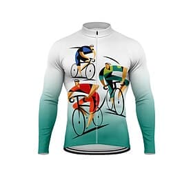 Men's Tops Cycling Jersey Graphic Geometric Bicycle Long Sleeve Bike Jersey Top with 3 Rear Pockets Sun Sun Protection Sunscreen Quick Dry Sports Blue Yellow R