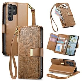 telefon Etui Til Samsung Galaxy S26 S25 S24 Ultra Plus S24 FE A37 A57 A56 A36 A55 A35 A25 A15 5G Lommebok-kortveske Flip deksel Glidelås med nøkkelbånd med hån