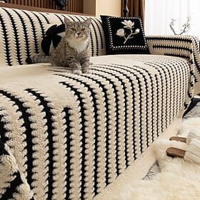 Vintage Plush Sofa Throw Blanket, Full-Cover Couch Cover, Non-Slip Universal Sofa Protector for Fall Winter