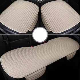 Funda universal de lino para asiento de coche, 3 unidades, transpirable, para asiento delantero y trasero, protector de cojín, accesorios para coche