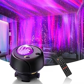 Nordlichtprojektor 15 Kombinationen Galaxieprojektor 60 Lichteffekte Sternprojektor fürs Schlafzimmer Ferngesteuertes Nachtlicht mit Bluetooth-Lautsprecher-Tim