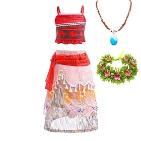 Buchwoche 2026, Moana, Prinzessin Moana, Kleid, Halskette, Kostüm, Halloween-Kostüm, Cosplay-Kostüm, Film- und Fernseh-Themenkostüme, Film-Cosplay für Mädchen,