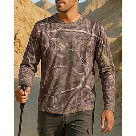 Men's Outdoor Shirt Hiking Shirt Long Sleeve Crew Neck Tee Tshirt Top Outdoor Quick Dry Lightweight Elastic Breathable Spring Autumn / Fall Spandex Patchwork B