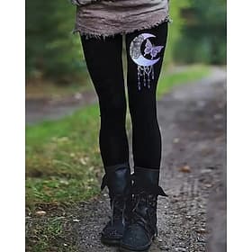 Women's Viking Chinos Leggings Cozy Leggings Vacation Basic Casual Full Length High Waist Butterfly Moon Printing Thermal Warm Comfortable Stretchy Casual Dail