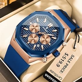Montre d'affaires cadeau pour hommes étanche chronographe lumineux date montre-bracelet pour hommes avec bracelet en silicone montres à quartz 893