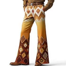 Homme Formes Géométriques Ethnique Pantalon Disco Pantalons pattes d'éléphant des années 60 et 70 Taille Moyenne Western Vintage Rétro Extérieur Vacances Occas