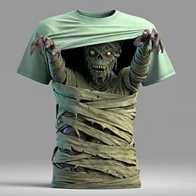 Men's Optical Illusion Zombies 3D T Shirt Short Sleeve T shirt 3D Print Crew Neck Shirt Exaggerated Designer Horror Party Street Holiday Blue Purple Green Summ