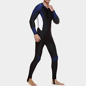 Homme Maillot Anti UV Maillots de bain intégraux Combinaison Fine Patchwork fermeture éclair sur le devant Jambe pleine longueur Spandex UPF50 Séchage Rapide