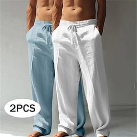 Per uomo Pantaloni di Lino Pantaloni Pantaloni Estivi Pantaloni Larghi Pantaloni da Spiaggia Coulisse Elastico in vita Gamba Dritta Semplice Comodità Traspiran