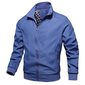 Voor heren Lichtgewicht jack Vrijetijdsjas Vakantie Dagelijks Ademend Zak Lente Herfst Effen Modieus Klassiek Opstaand Normaal Zwart blauw Groen Khaki Lichtgri