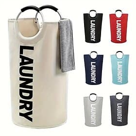 Laundry Basket with Soft Handles – Foldable Vertical Laundry Bag, Storage Bin for Bathroom, Laundry Room, Balcony, Dorm, Home Organization Storage