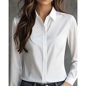 Women's Shirt Elegant Dressy Satin Top Buttons Plain Elegant Stylish Long Sleeve Shirt Collar Regular Tops Work Going out Black White Gray Spring Fall