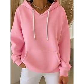 Damen Kapuzenpullover Einfach Lässig Langarm Mit Kapuze Normale Oberteile Lässig Party-Abendmode Straße Blau Weiß Rosa Purpur Grün Frühling Herbst Winter