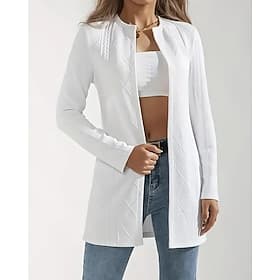 Dames Vrijetijdsjas Comfortabel Ademend Jacquard Modieus Dagelijks Effen Buiten Casual Dagelijks Enkele rij knopen Normaal Ronde hals Normale pasvorm Lange mou