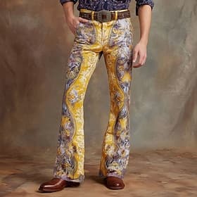 Homme Paisley Imprimé Floral Ethnique Pantalon Disco Pantalons pattes d'éléphant des années 60 et 70 Taille Moyenne Western Vintage Rétro Extérieur Vacances Oc